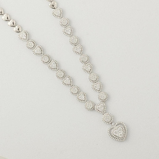 Halo Heart Drop Diamond Necklace