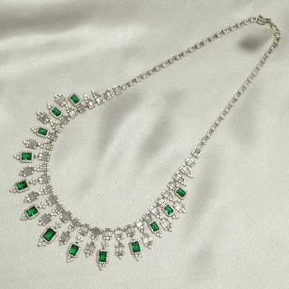 Halo Emerald Diamond Drop Necklace
