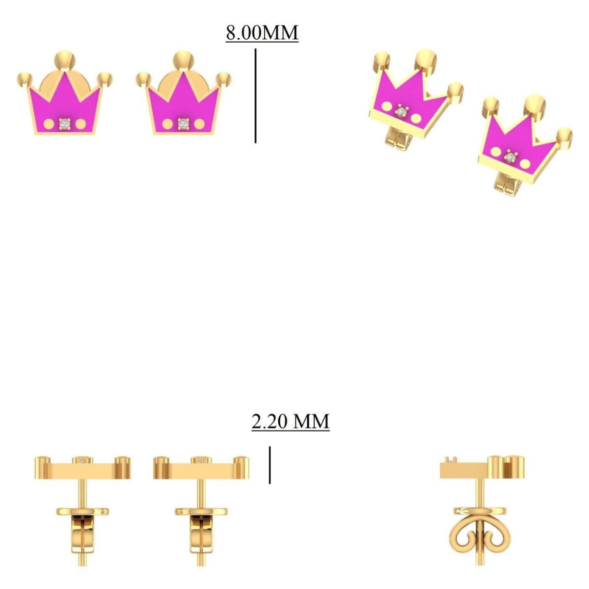 Diamond Crown Kids Earrings