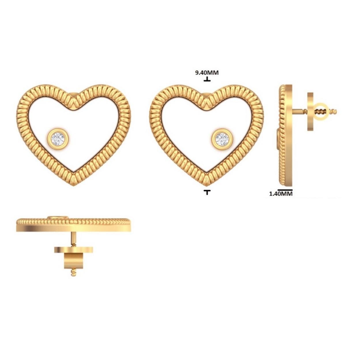Heart Diamond Kids Stud Earrings
