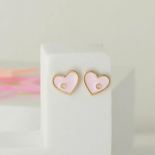 Heart Diamond Kids Stud Earrings