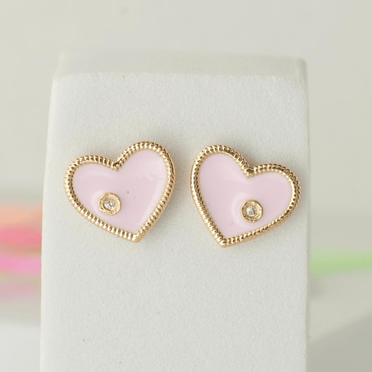 Heart Diamond Kids Stud Earrings