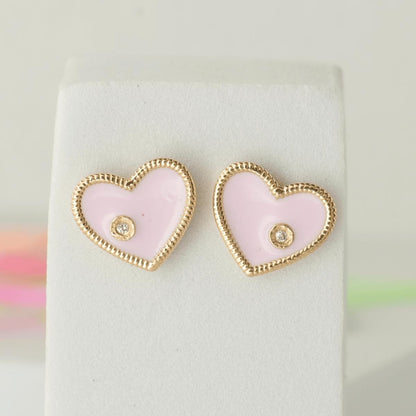 Heart Diamond Kids Stud Earrings