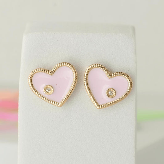 Heart Diamond Kids Stud Earrings