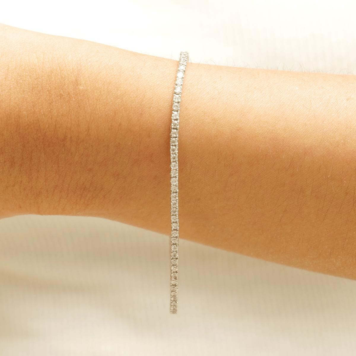 Line Eternity Tennis Natural Diamond Stackable Bracelet