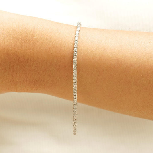 Line Eternity Tennis Natural Diamond Stackable Bracelet