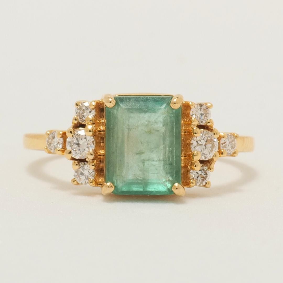 Natural Emerald Diamond Wedding Ring