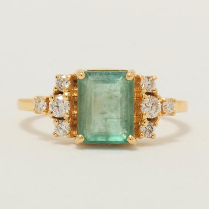 Natural Emerald Diamond Wedding Ring