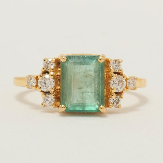 Natural Emerald Diamond Wedding Ring