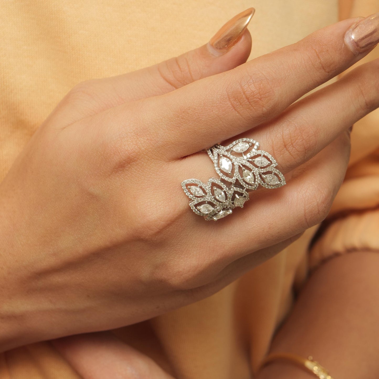 Marquise Diamond Leaf Ring