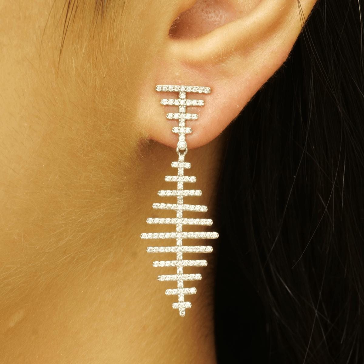 Abstract Dangle Diamond Earrings