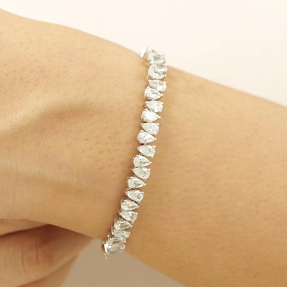 Pear Natural Diamond Stackable Tennis Bracelet