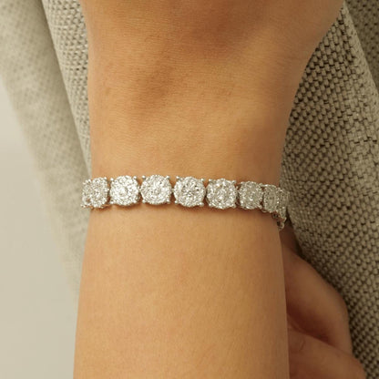 Floral Cluster Natural Diamond Tennis Bracelet