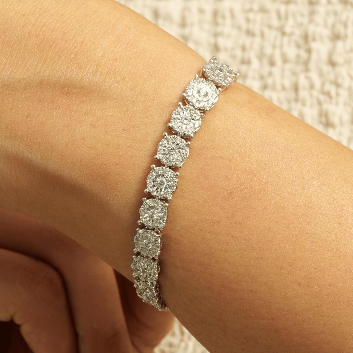 Floral Cluster Natural Diamond Tennis Bracelet