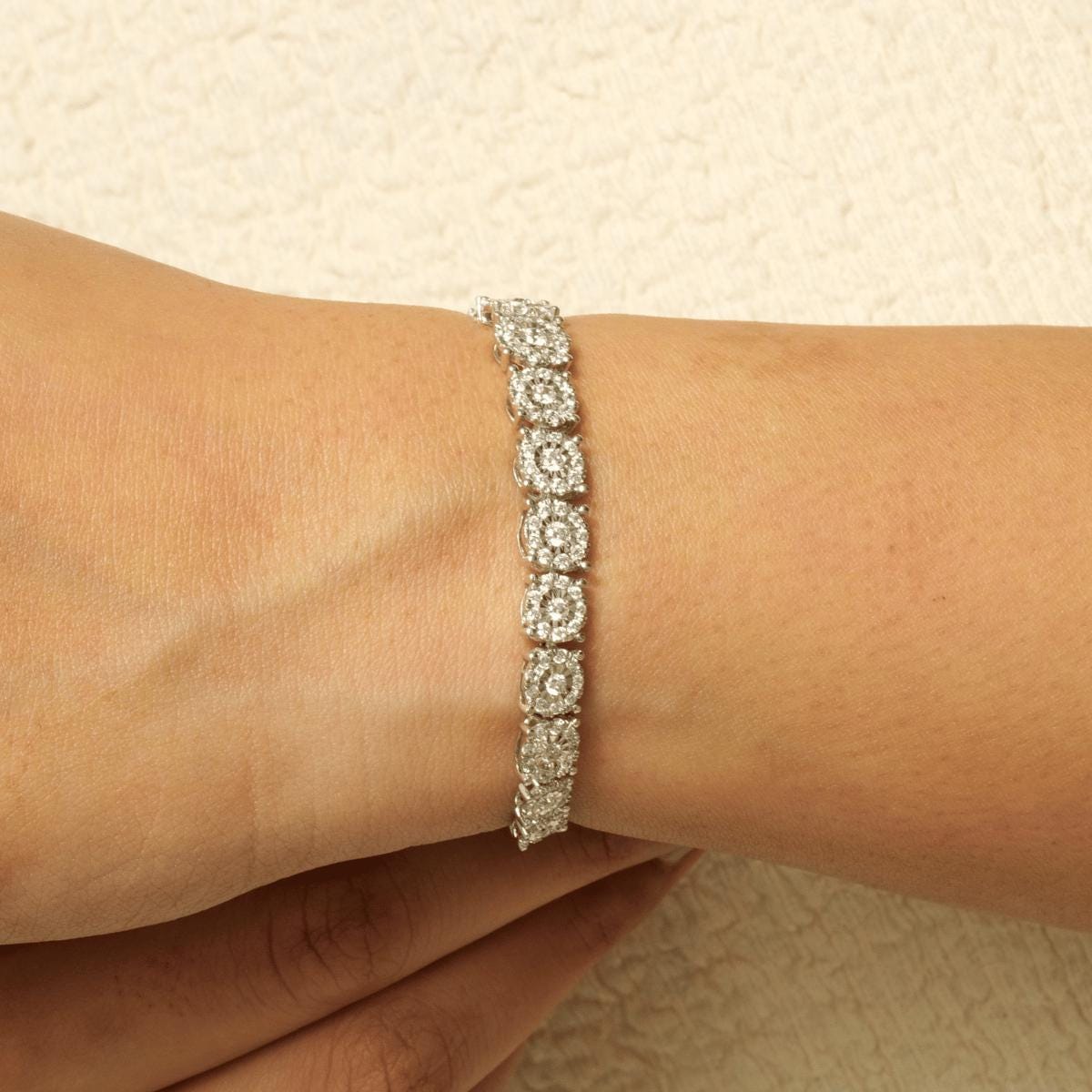 Floral Cluster Natural Diamond Tennis Bracelet