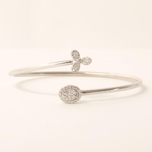 Floral Natural Diamond Open Cuff Bracelet