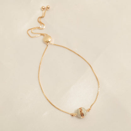 Pave Orb Natural Diamond Bolo Bracelet
