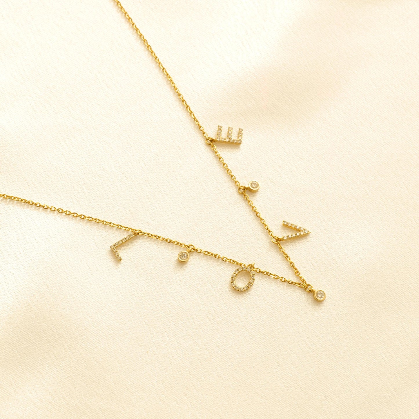 Love Dangle Diamond Drop Necklace