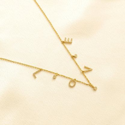 Love Dangle Diamond Drop Necklace