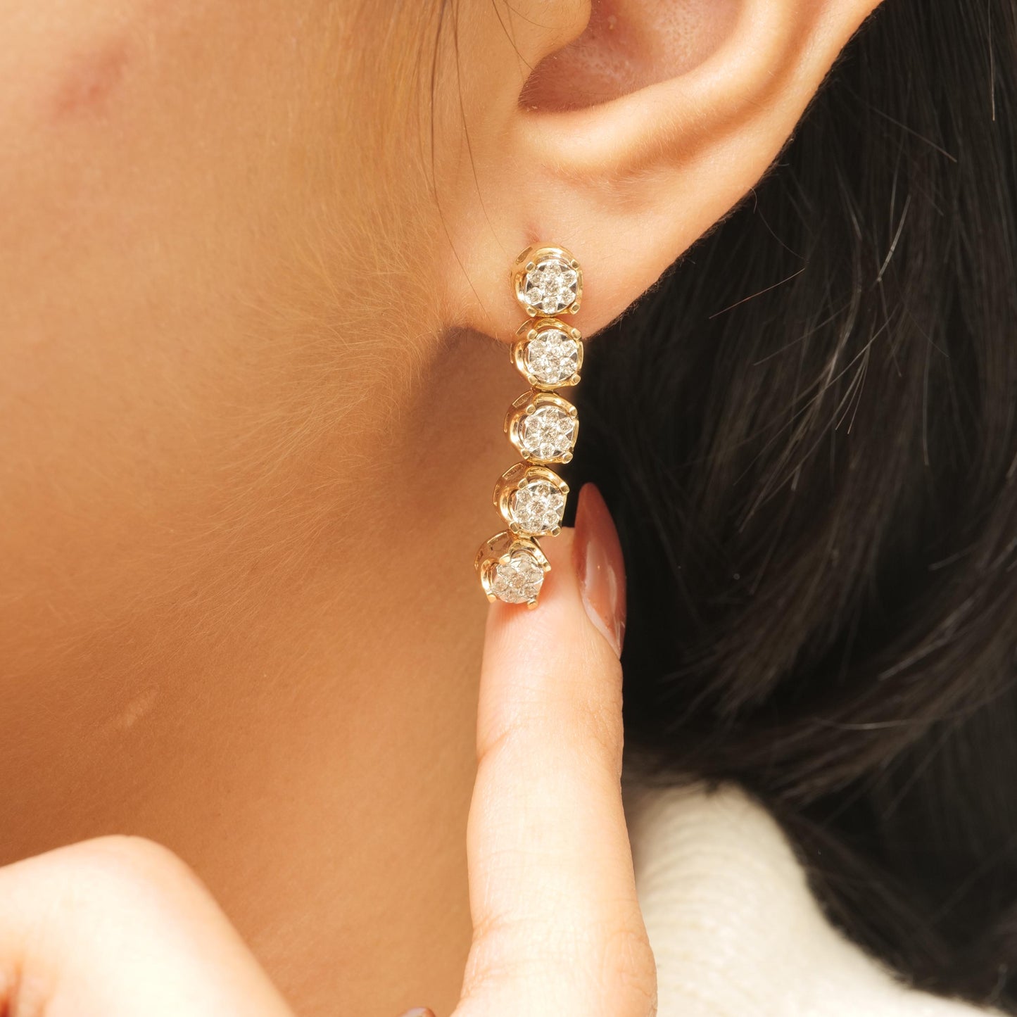 Diamond String Earrings With Illusion Setting