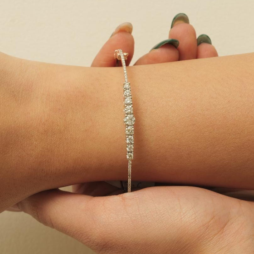 Solitaire Natural Diamond Cuff Bracelet