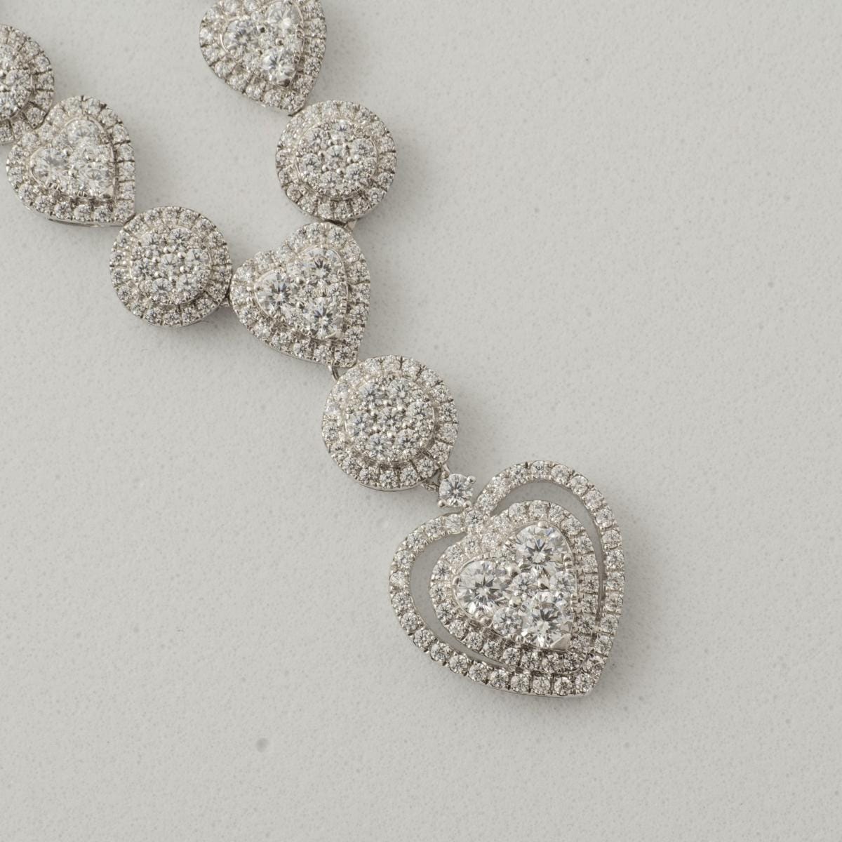 Halo Heart Drop Diamond Necklace