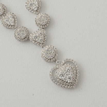 Halo Heart Drop Diamond Necklace