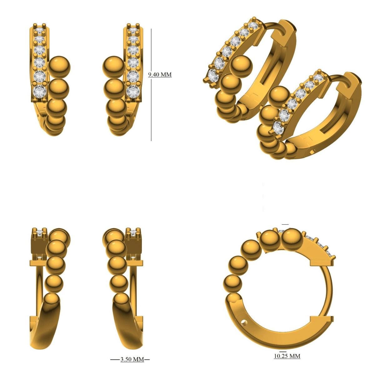 Diamond Beaded Huggie Kids Earrings