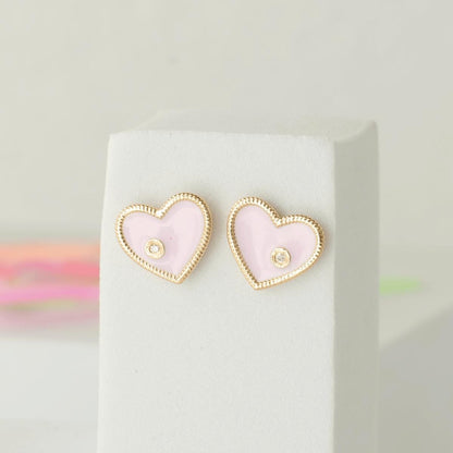 Heart Diamond Kids Stud Earrings