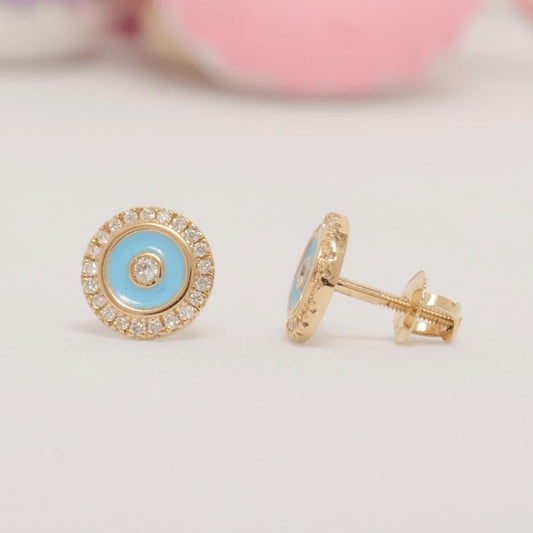 Evil Eye Diamond Kids Earrings