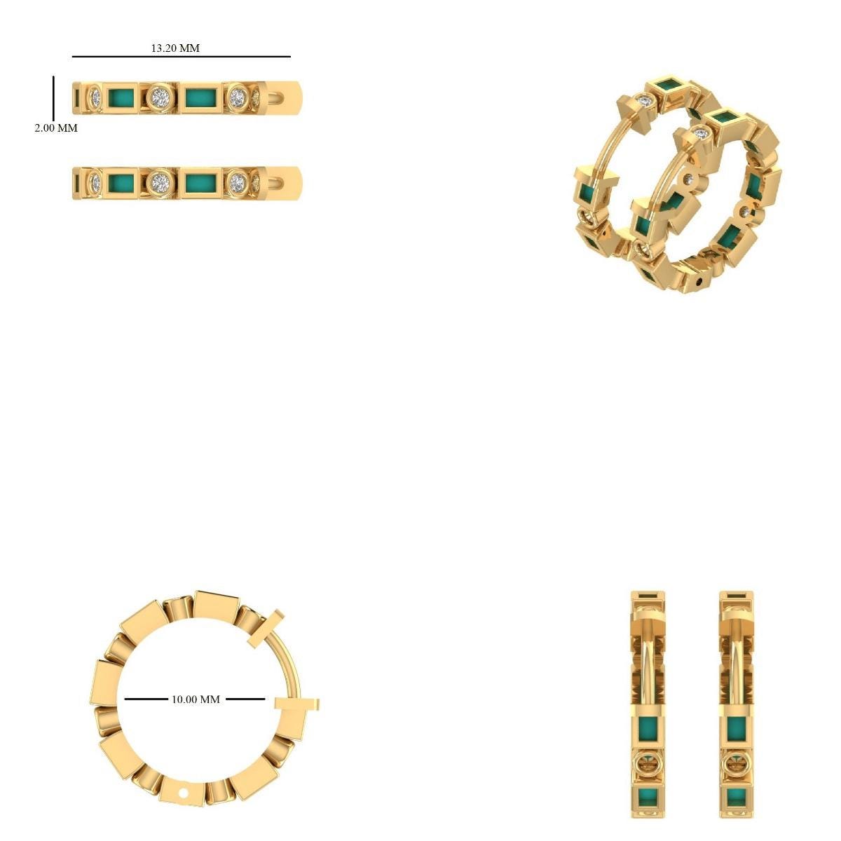 Kids Enamel Diamond Hoops
