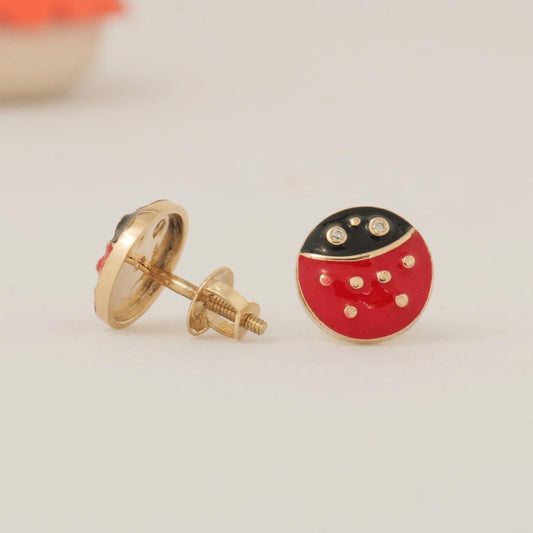 Kids Ladybug  Diamond Earrings