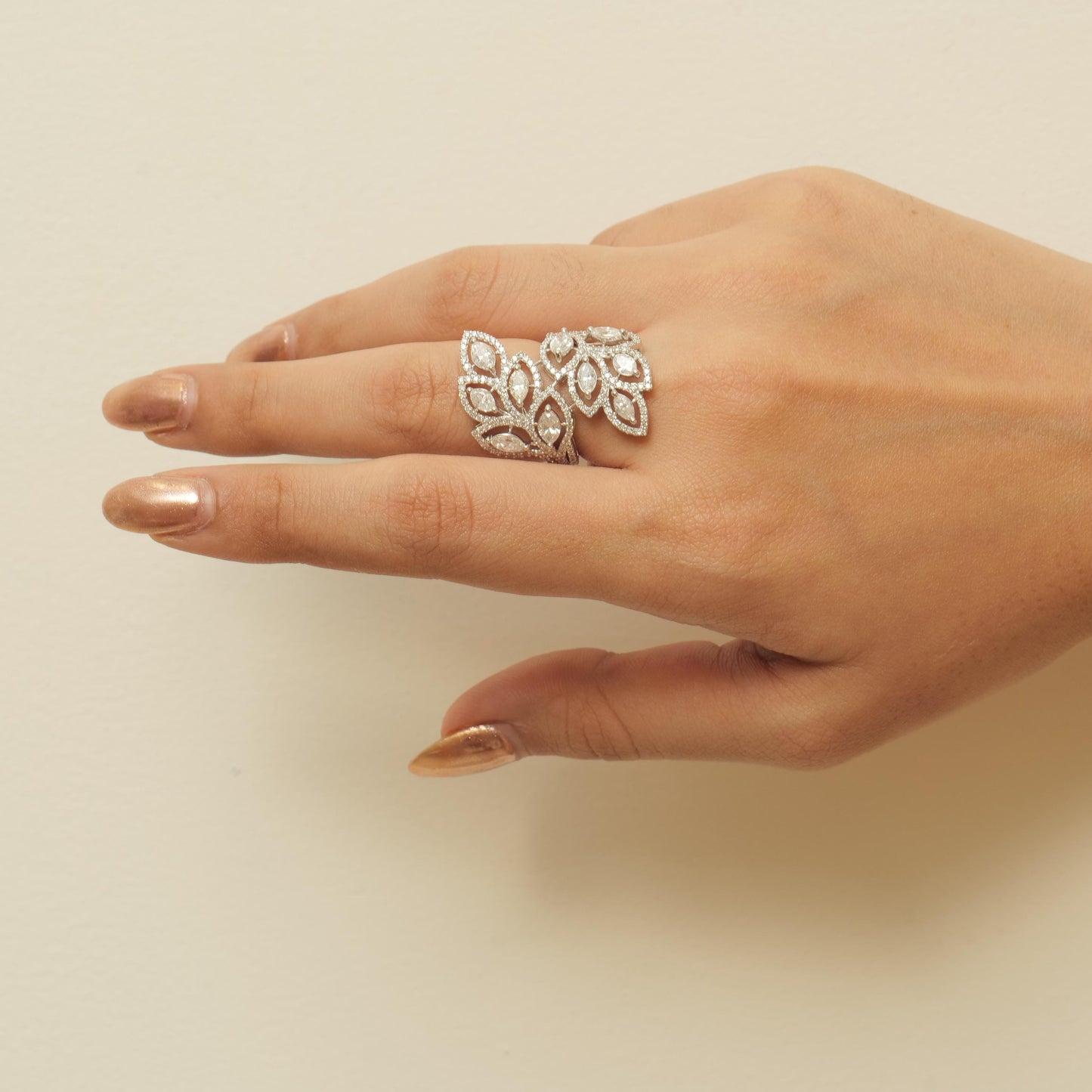 Marquise Diamond Leaf Ring