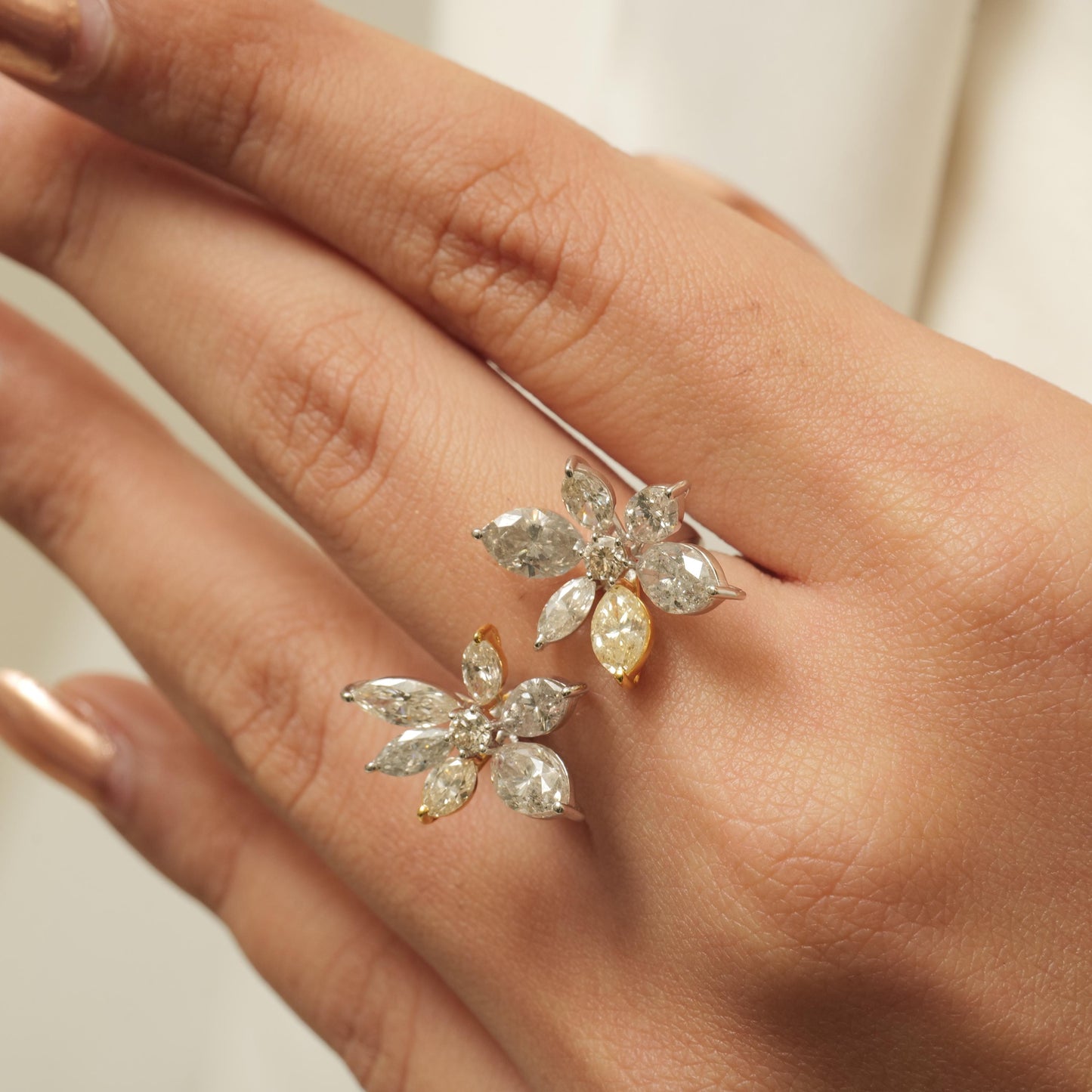 Floral Marquise Diamond Ring
