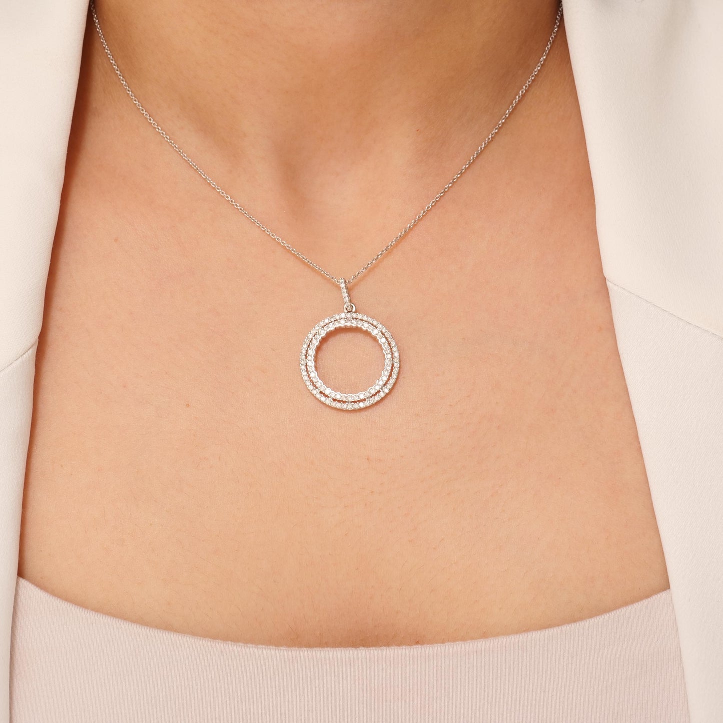 Circle Loop Halo Natural Diamond Pendant