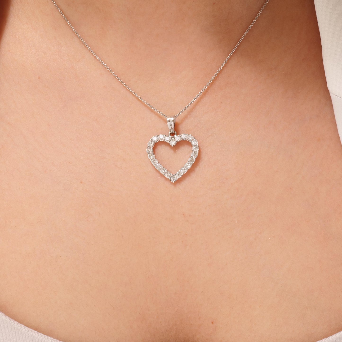 Open Heart Natural Diamond Pendant