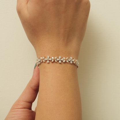 Floral Link Tennis Diamond Bracelet