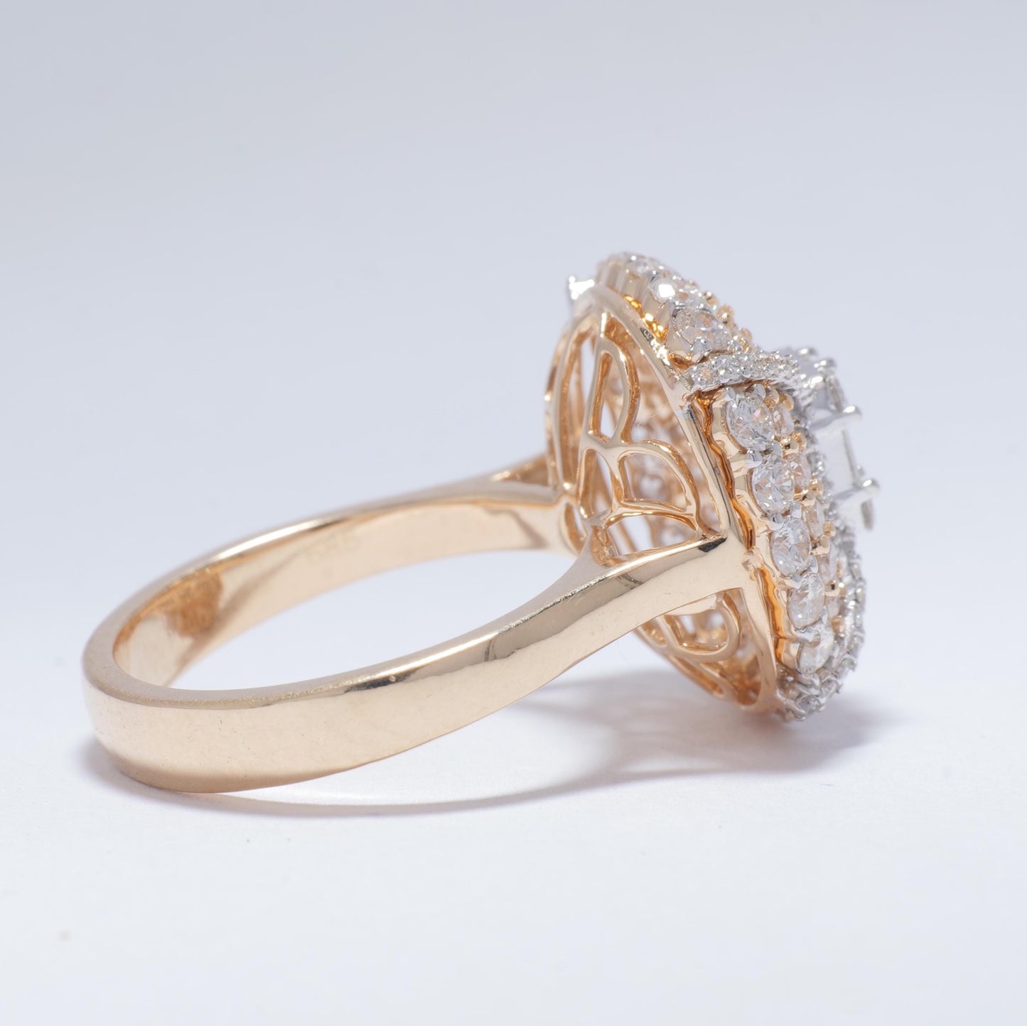 Baguette Cluster Halo Natural Diamond Ring