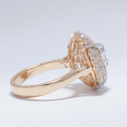 Baguette Cluster Halo Natural Diamond Ring