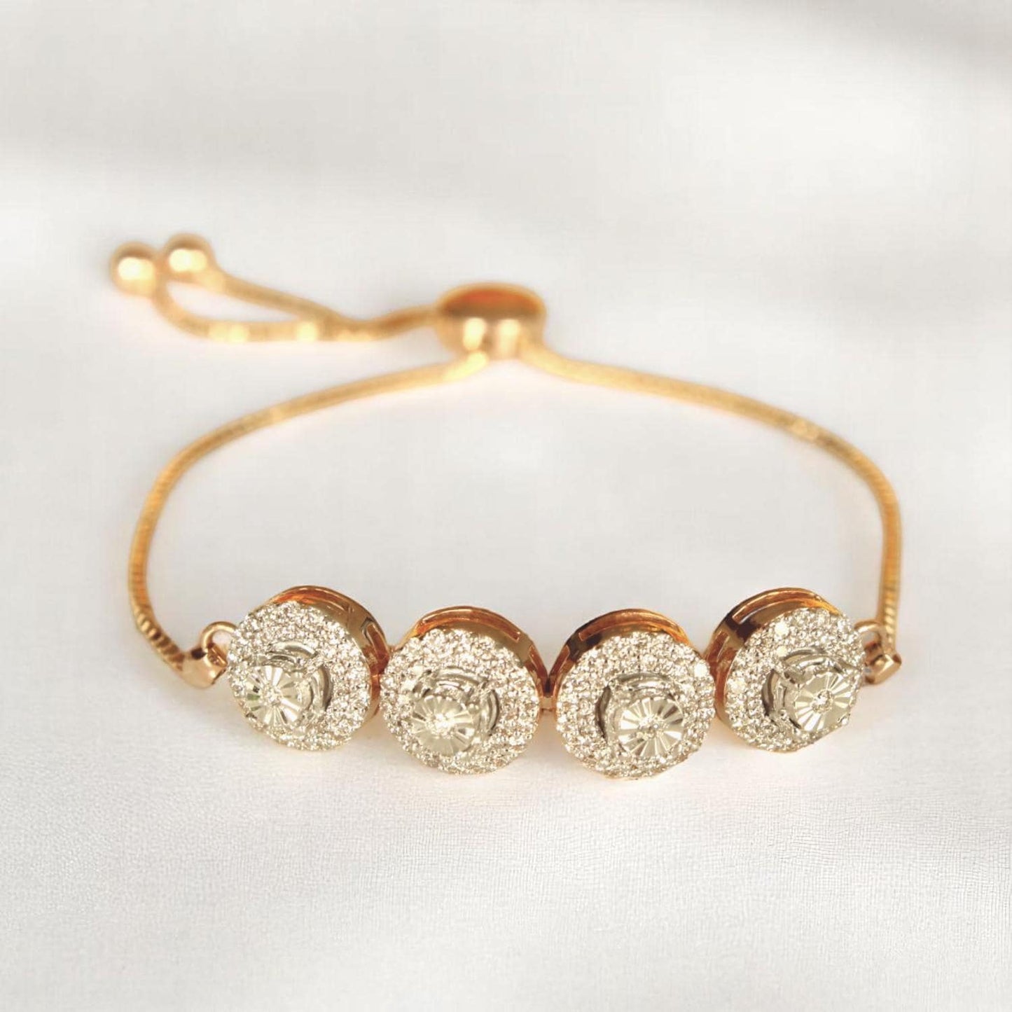Diamond Circles Bolo Bracelet with Illusion setting