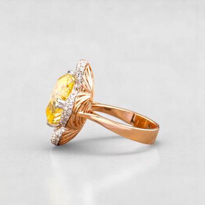 Citrine Diamond Ring In 14kt Solid Gold