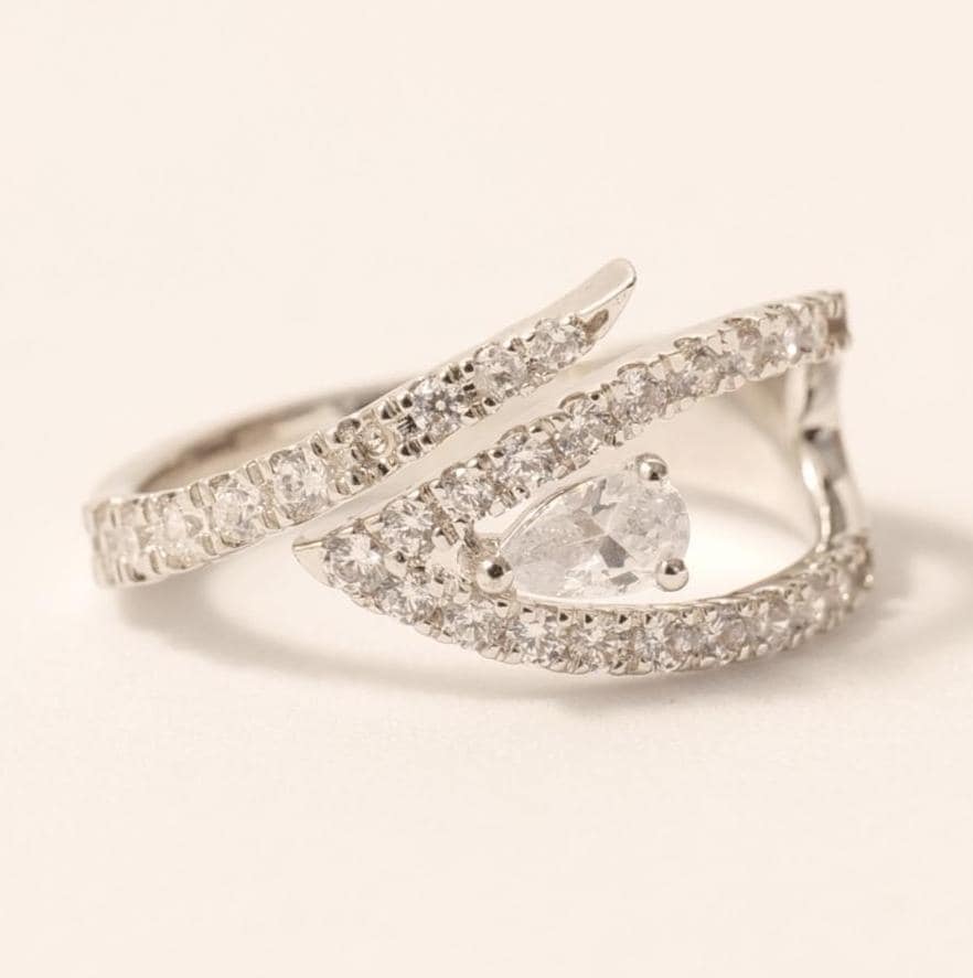Leaf Pear Diamond Wrap Ring