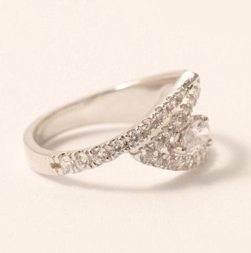 Leaf Pear Diamond Wrap Ring