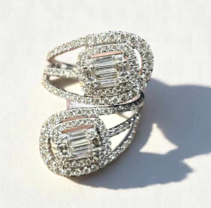 Swirl Diamond Bypass Ring