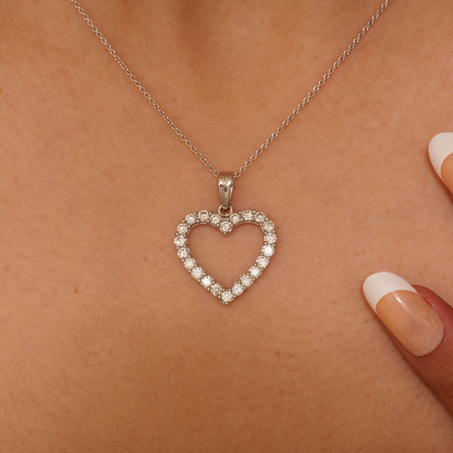 Open Heart Natural Diamond Pendant