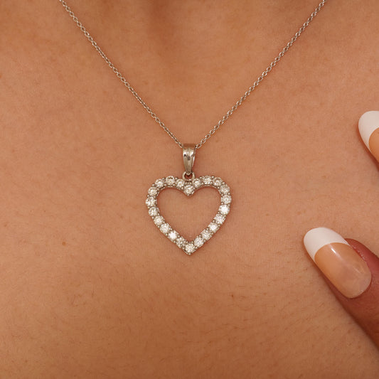 Open Heart Natural Diamond Pendant