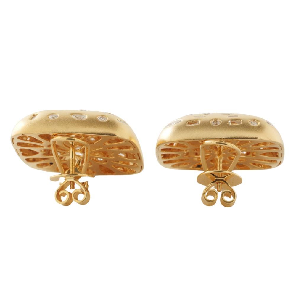 Gold Square Dome Natural Diamond Studs