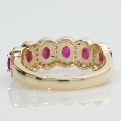 Oval Ruby Halo Natural Diamond Promise Ring