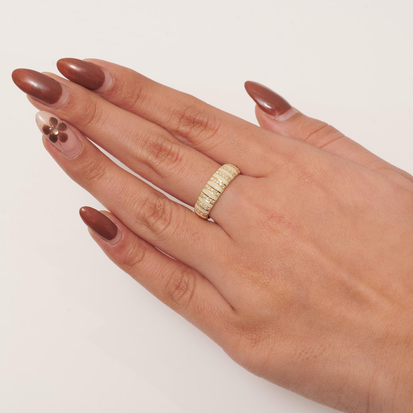 Enamel Diamond Band Ring