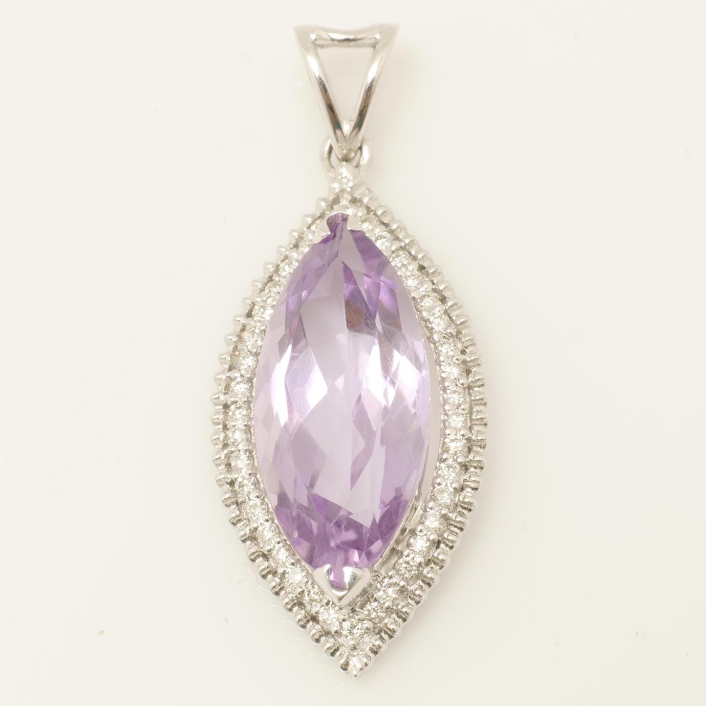 Marquise Amethyst Natural Diamond Pendant